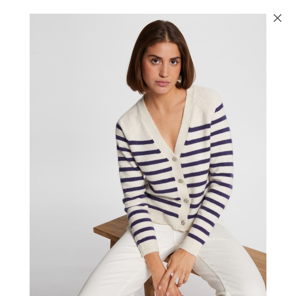 Striped V-Neck Cardigan Sweater